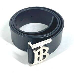BURBERRY TB logo belt Leather Black/SilverHardware